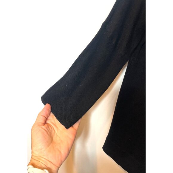 Knitted & Knotted Black Wool Blend Wrap Front V-Neck Sweater Size Large - Picture 6 of 11
